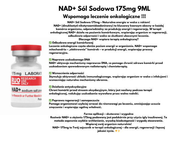 NAD+ Sól Sodowa 175mg 9ML Wspomaga leczenie onkologiczne !!!